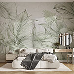 Fotobehang Serene botanische illustratie in gedempte tinten