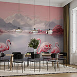 Fotobehang Twee flamingo's in het water