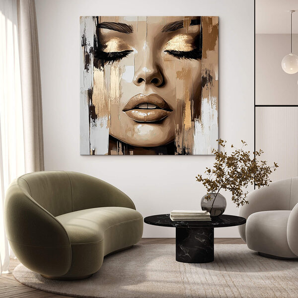 Schilderij van een vrouw’s gezicht Canvas Schilderijen Schilderij van een vrouw’s gezicht