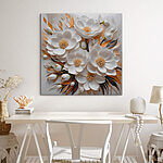 Canvas Schilderijen Witte bloemen en bladeren