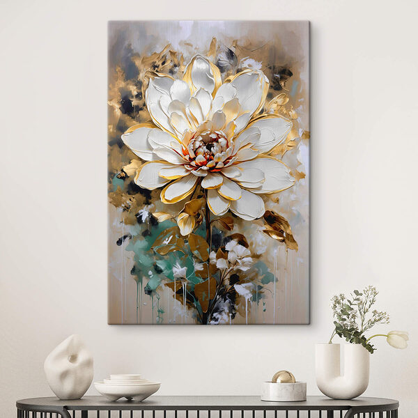 Schilderij van een witte bloem Canvas Schilderijen Schilderij van een witte bloem