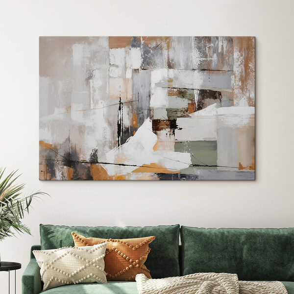 Schilderij van een witte en bruine muur Canvas Schilderijen Schilderij van een witte en bruine muur