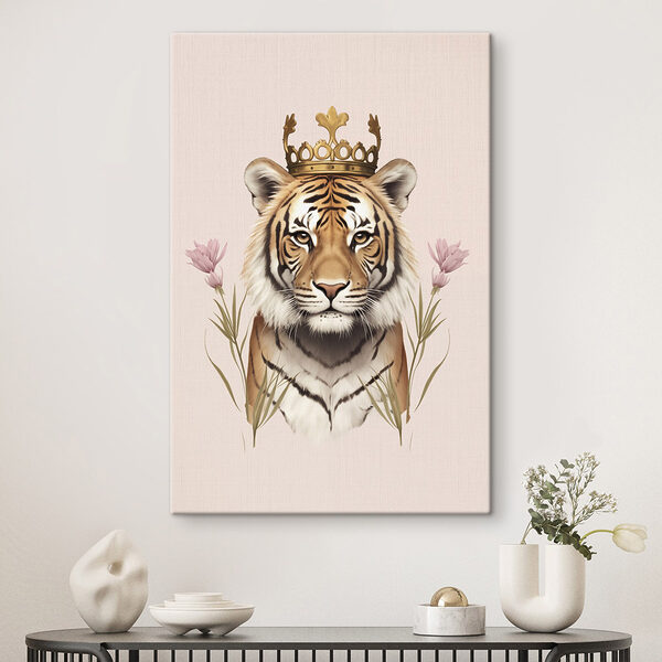 Tijger met een kroon Canvas Schilderijen Tijger met een kroon