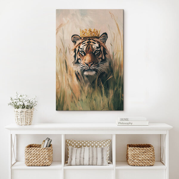Tijger met een kroon Canvas Schilderijen Tijger met een kroon