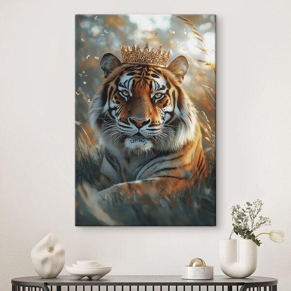 Tijger met een kroon Canvas Schilderijen Tijger met een kroon