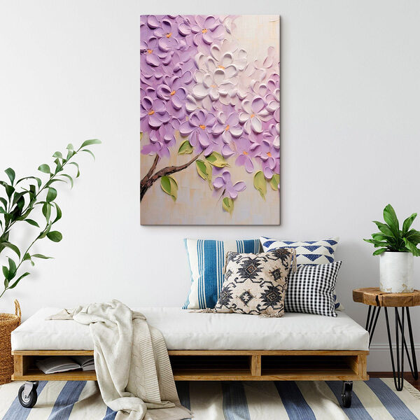 Schilderij van bloemen op een wit oppervlak Canvas Schilderijen Schilderij van bloemen op een wit oppervlak