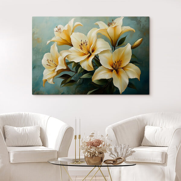 Groep witte bloemen Canvas Schilderijen Groep witte bloemen