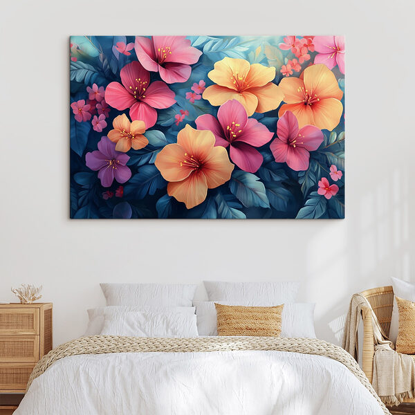 Groep kleurrijke bloemen Canvas Schilderijen Groep kleurrijke bloemen