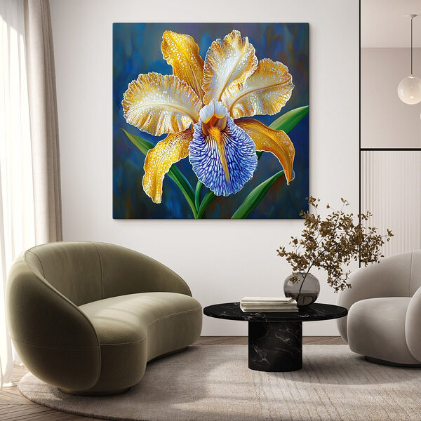Gele en blauwe bloem Canvas Schilderijen Gele en blauwe bloem