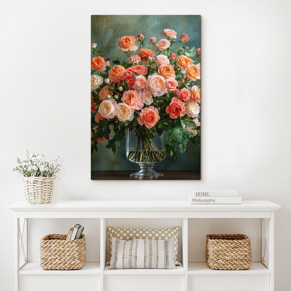 Boeket bloemen in een vaas Canvas Schilderijen Boeket bloemen in een vaas