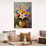 Canvas Schilderijen Schilderij van bloemen in een vaas