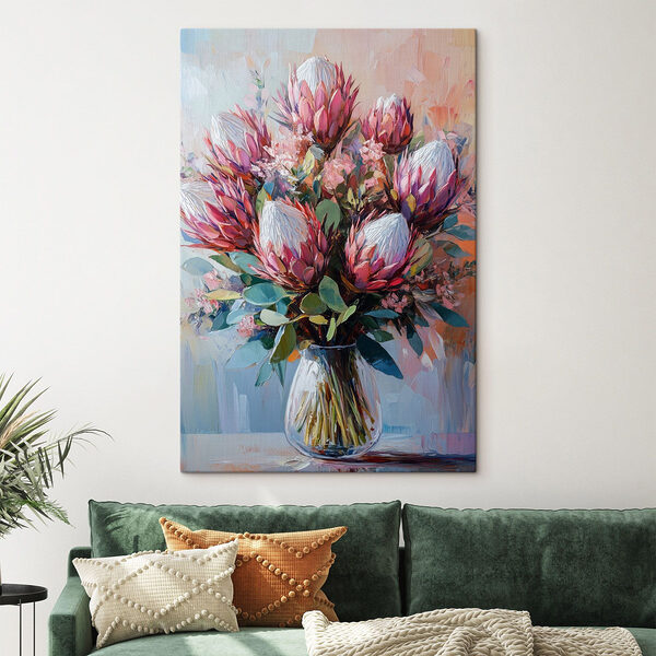 Schilderij van een boeket bloemen Canvas Schilderijen Schilderij van een boeket bloemen