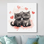 Canvas Schilderijen Twee katten naast elkaar