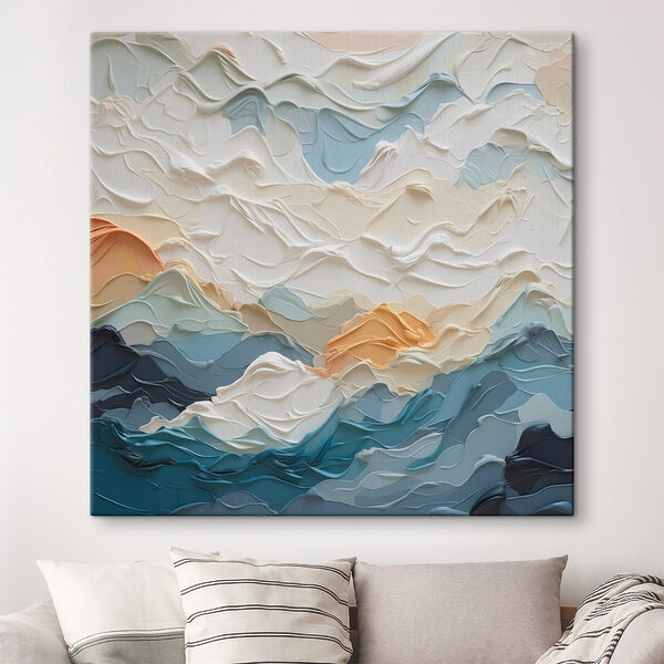 Schilderij van bergen en wolken Canvas Schilderijen Schilderij van bergen en wolken