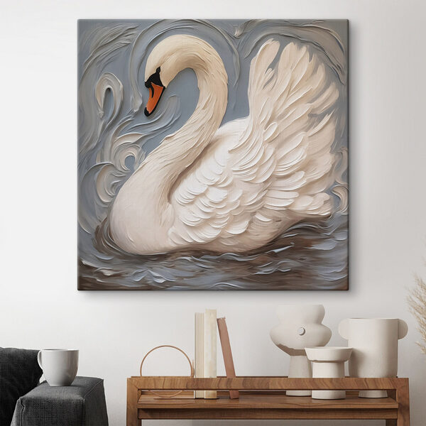 Witte zwaan met zwarte snavel Canvas Schilderijen Witte zwaan met zwarte snavel