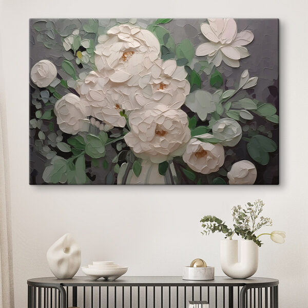 Schilderij van witte bloemen Canvas Schilderijen Schilderij van witte bloemen