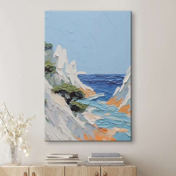 Schilderij van een strand en bomen Canvas Schilderijen Schilderij van een strand en bomen