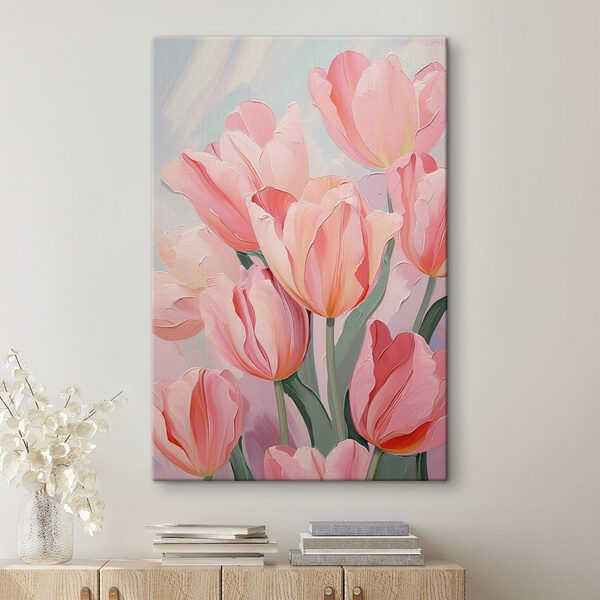 Delicate roze tulpen in zachte tinten Canvas Schilderijen Delicate roze tulpen in zachte tinten