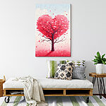 Canvas Schilderijen Boom met roze bladeren en hartjes