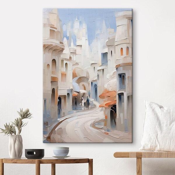 Schilderij van een stad Canvas Schilderijen Schilderij van een stad