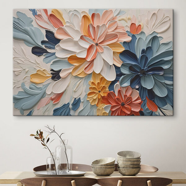 Levendige bloemsierkunst in zachte tinten Canvas Schilderijen Levendige bloemsierkunst in zachte tinten