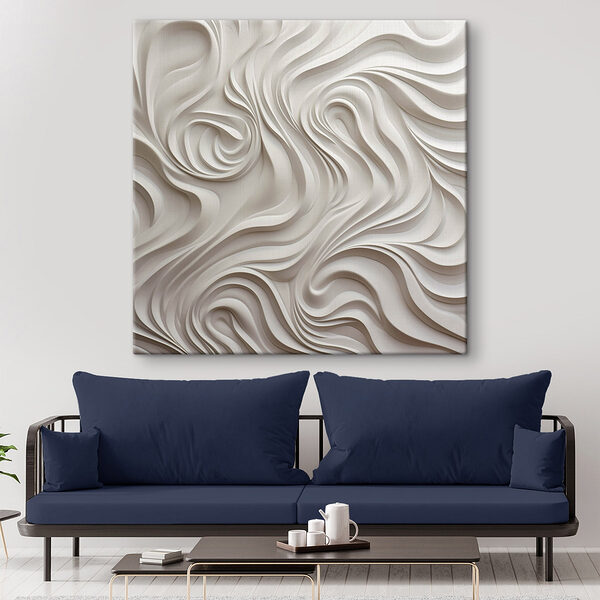 Witte muur met golvende lijnen Canvas Schilderijen Witte muur met golvende lijnen