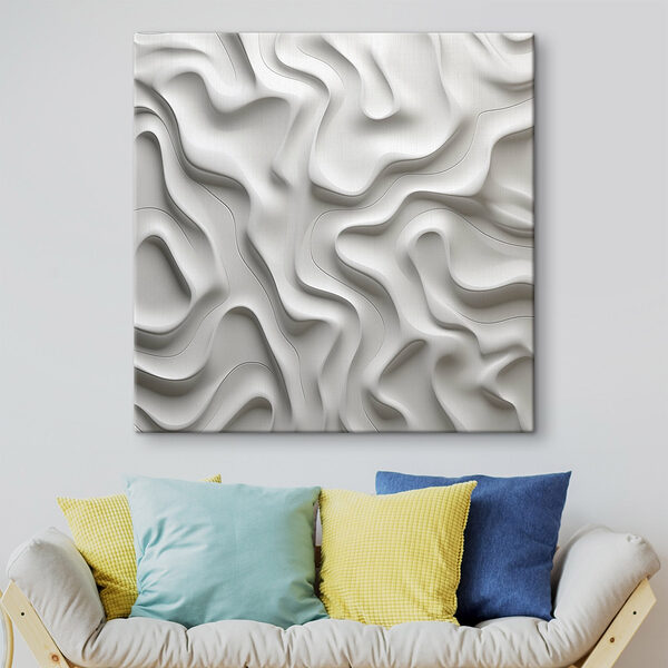 Wit oppervlak met golvende lijnen Canvas Schilderijen Wit oppervlak met golvende lijnen