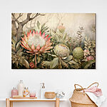 Canvas Schilderijen Schilderij van bloemen en bladeren