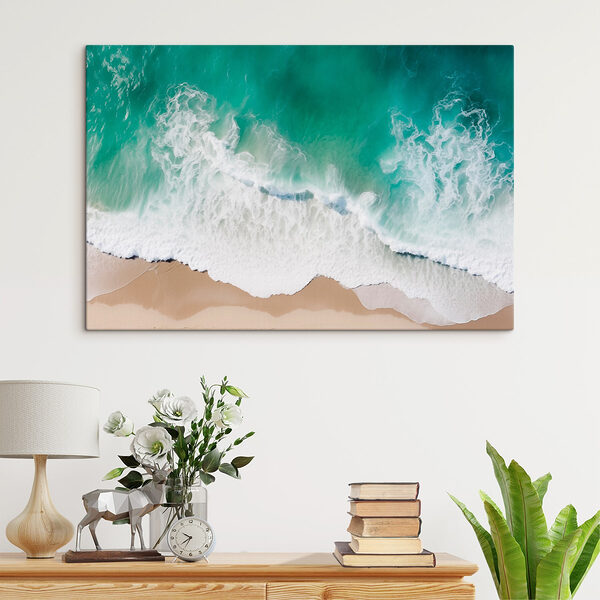 Golven die neerstorten op een strand Canvas Schilderijen Golven die neerstorten op een strand