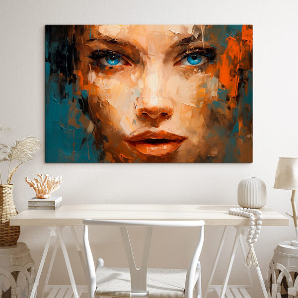 Schilderij van een vrouw’s gezicht Canvas Schilderijen Schilderij van een vrouw’s gezicht