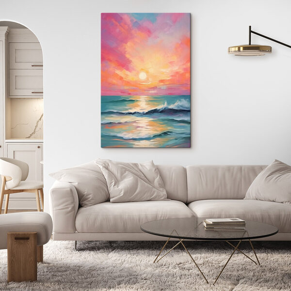 Schilderij van een zonsondergang boven de oceaan Canvas Schilderijen Schilderij van een zonsondergang boven de oceaan