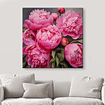 Canvas Schilderijen Bloeiende roze pioenrozen in zachte tinten