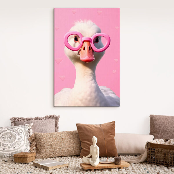 Eend met roze bril Canvas Schilderijen Eend met roze bril
