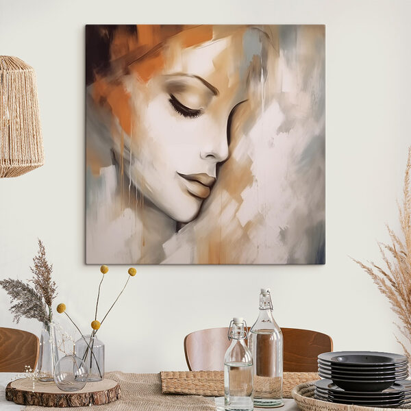 Schilderij van een vrouw’s gezicht Canvas Schilderijen Schilderij van een vrouw’s gezicht
