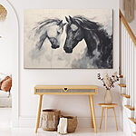 Canvas Schilderijen Schilderij van twee paarden