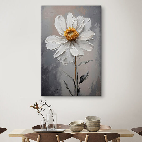 Witte bloem met geel hart Canvas Schilderijen Witte bloem met geel hart