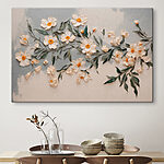 Canvas Schilderijen Witte bloemen en groene bladeren