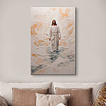 Canvas Schilderijen Schilderij van een man in een gewaad staand in water