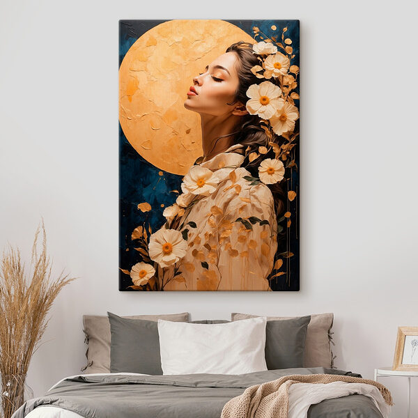 Vrouw met bloemen om haar haar Canvas Schilderijen Vrouw met bloemen om haar haar