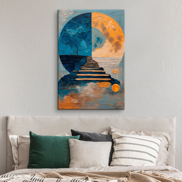 Schilderij van een trap naar de maan Canvas Schilderijen Schilderij van een trap naar de maan