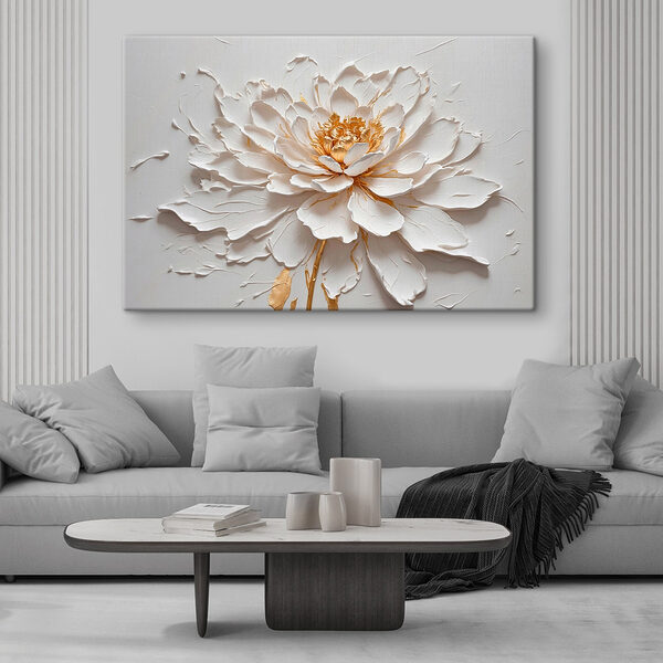 Elegante bloem in reliëf Canvas Schilderijen Elegante bloem in reliëf