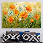 Canvas Schilderijen Schilderij van oranje en witte bloemen