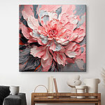 Canvas Schilderijen Roze en grijze bloem