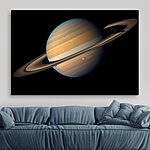 Canvas Schilderijen Planeet met ringen in de ruimte