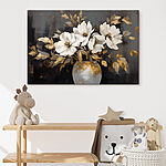 Canvas Schilderijen Schilderij van witte bloemen in een vaas