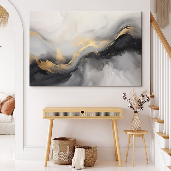 Vloeiende golven in gedempte kleuren Canvas Schilderijen Vloeiende golven in gedempte kleuren