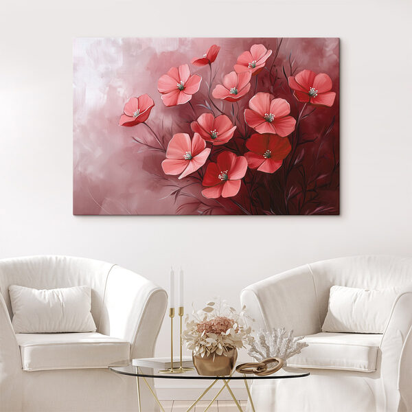 Groep rode bloemen Canvas Schilderijen Groep rode bloemen
