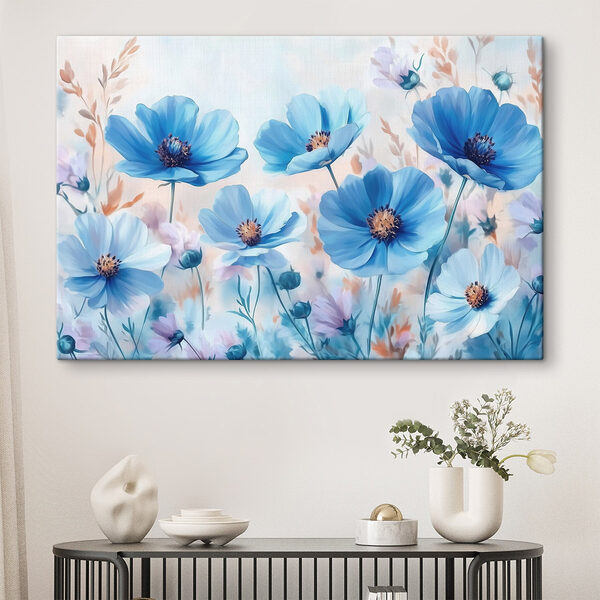 Groep blauwe bloemen Canvas Schilderijen Groep blauwe bloemen