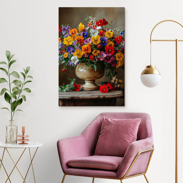 Vaas met kleurrijke bloemen Canvas Schilderijen Vaas met kleurrijke bloemen