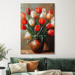 Canvas Schilderijen Schilderij van bloemen in een vaas